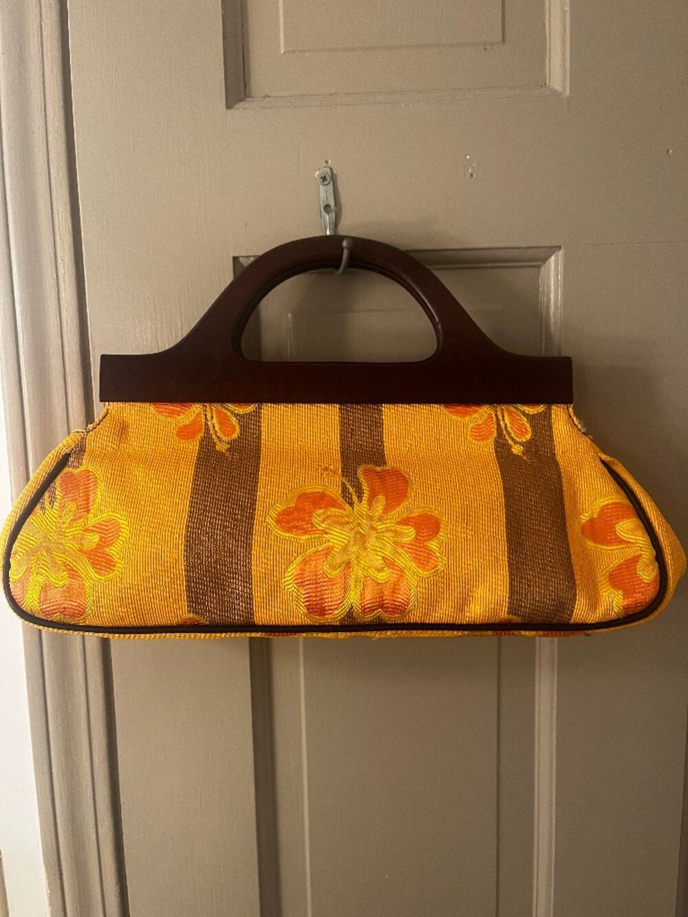 Nordstrom Floral Tapestry Wooden Handle Clutch Bag